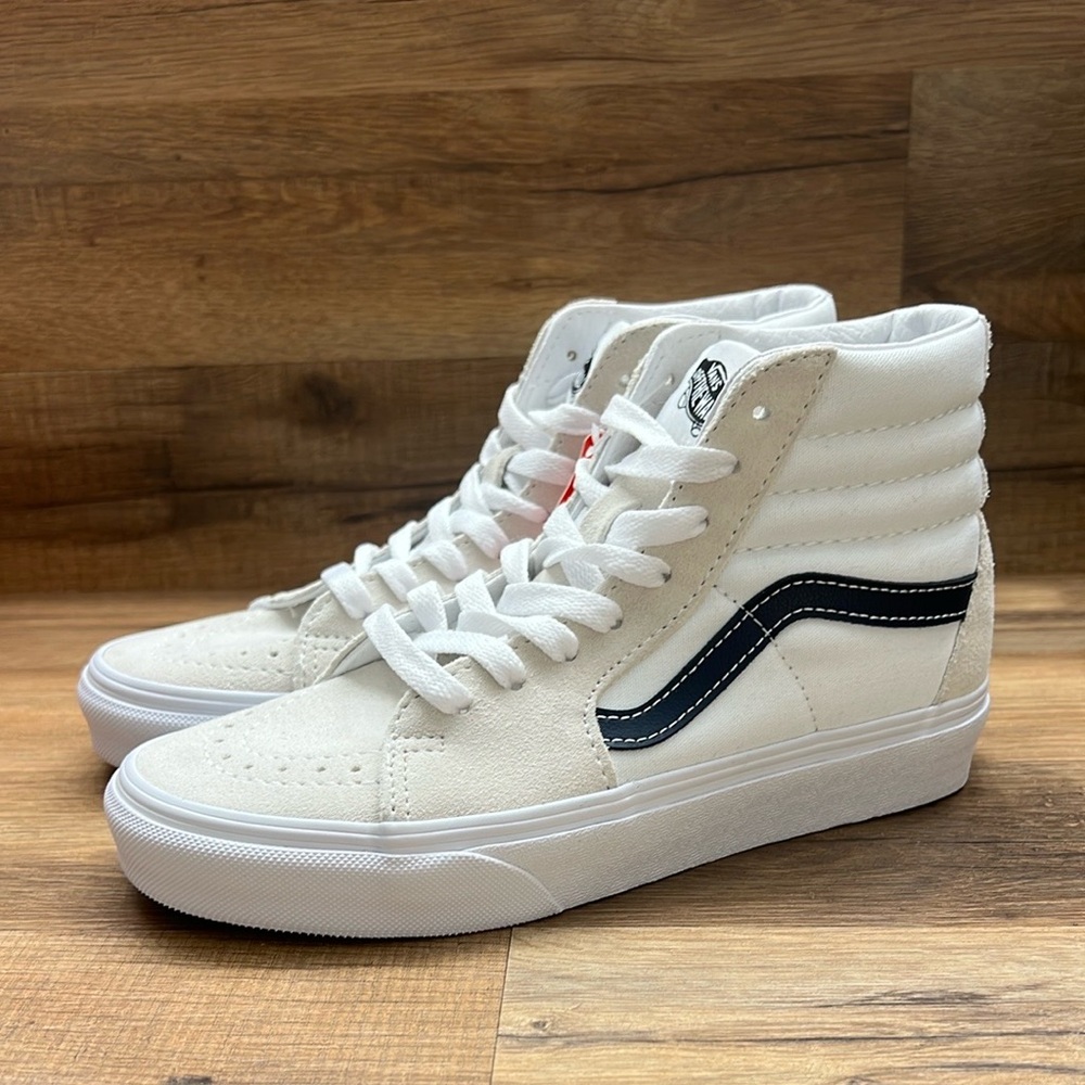 VANS SK8White High-Top Sneakers with Black Stripe